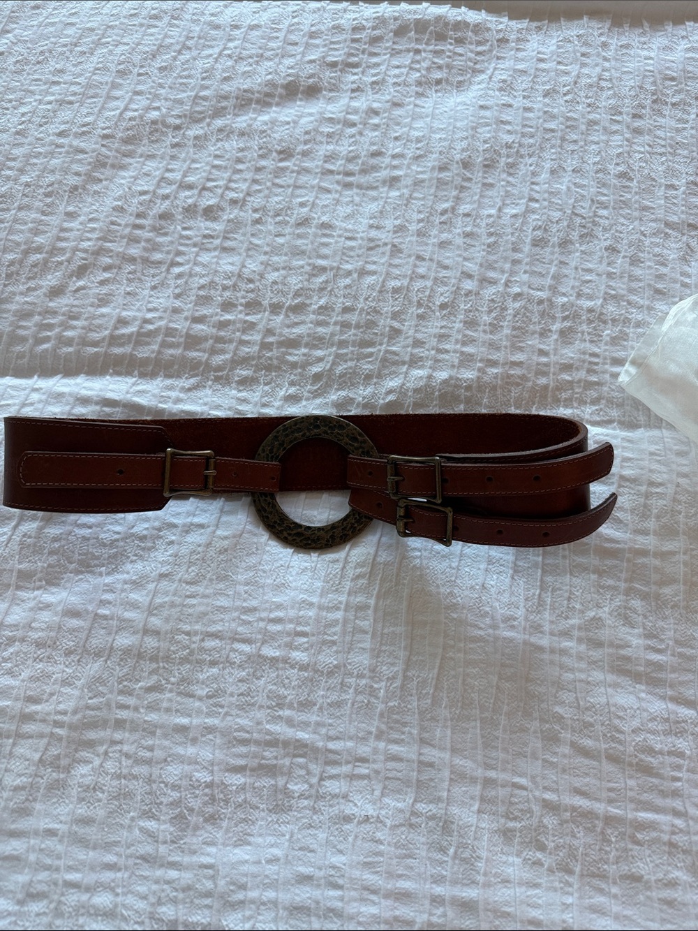 Brown Double-Strap Leather Belt “leather rock”